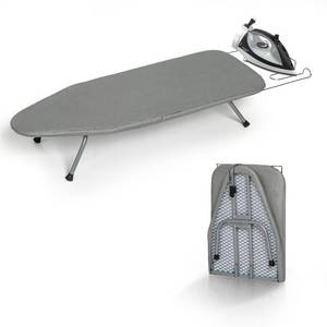 lot 5595 image: Metal Foldable Tabletop Ironing Board with Iron Rest, Portable Ironing Board Small with Heat Resistant Cotton Cover, RAINHOL Mini Iron Board for Small Space and Travel, 31x12, Gray