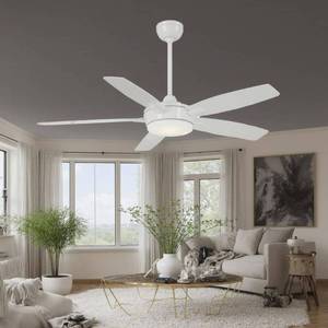 lot 5613 image: Led Ceiling Fan In Transitional Style 14.25 Inches Tall By 52 Inches Wide-White Finish-White Blade Color Minka Aire Fans F690l-Wh