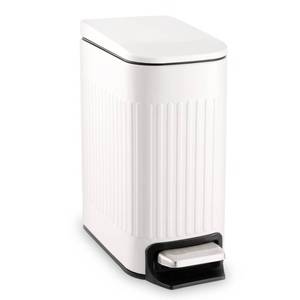 lot 5618 image: TrashAid Slim Bathroom Trash Can with Lid Soft Close, 6 Liter1.6 Gallon Stainless Steel Small Garbage Can with Removable Inner Bucket, Step Pedal, Slim Wastebasket for Toilet, Office, Bedroom, White