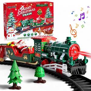 lot 5640 image: Train Set for Toddlers Christmas Tree, Christmas Train Sets for Around The Tree, Train Set with Sound and Lights, Toddler Model Trains for 3 4 5 6 7 8 Years Old Kids Christmas Toys, Gifts