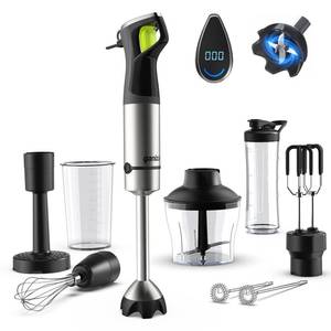 lot 5650 image: Ganiza Immersion Blender, Max 1200W Heavy Duty Hand Blender with Time Display & Variable Speed Trigger, 9-in-1 Electric Handheld Mixer with Chopper Whisk Frother Beaker Ideal for Soup Puree Smoothies