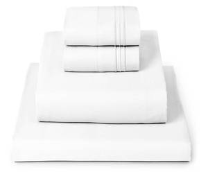 lot 5654 image: Mellanni King Sheets Set - 4 PC Iconic Collection Bedding - Hotel Luxury, Extra Soft, Cooling Bed Sheets - Wrinkle, Fade, Stain Resistant (King, White)