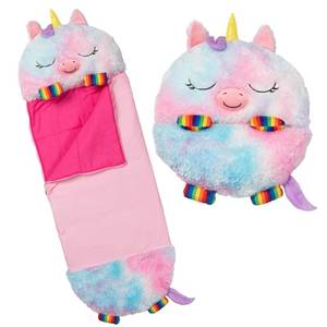 lot 5662 image: Happy Nappers Pillow & Sleepy Sack Medium - Rainbow Unicorn - 54 x 20, Plush Animal Character, 2-in-1 Pillow Sleeping Bag, Play, Kids Ages 3