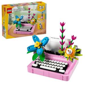 lot 5666 image: LEGO Creator 3 in 1 Typewriter with Flowers - Building Toy with 3 Building Options, Typewriter, Flowerpot with Pen & Notebook, or Keytar - Gift Idea for Birthdays - 31169