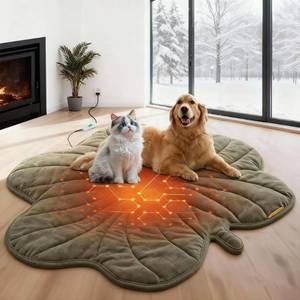 lot 5668 image: Large Dog Heating Pad Waterproof Electric Heated Beds, Pet Pads for Indoor Outdoor, Adjustable Temperature, Chew Resistant Cord, Washable Green Clover Cat Heating Pad Non Slip Bottom(35X27)