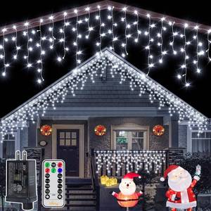 lot 6261 image: Ollny Icicle Lights for Outside 504LED 41FT, Cool White Christmas Light with Remote 8Modes Timers Waterproof, Plug in Connectable Hanging Lights for Outdoor Indoor House Roof Holiday