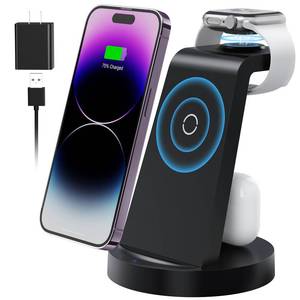lot 6263 image: A3 in 1 Charging Station for Apple Device, Wireless Charger for iPhone 16e 16 15 14 13 12 11 Pro Max & Apple Watch iwatch- Charging Stand Dock for AirPods