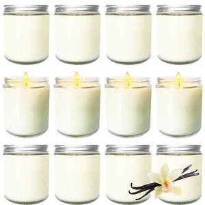 lot 6294 image: Veiuwa 12 Pcs 8 Oz Bulk White Soy Candles,Vanilla Scented Candles Set,Bulk Aromatherapy Candle,Great Stress Relieving Scented Candle for Girls as a Gift for Birthdays, Weddings and More