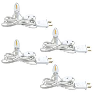 lot 6298 image: A4 Pack Lights Accessory Cord with 4 C7 Led Light Bulb, Clip-in Lamp Cord Replacement, Candelabra-Base E12 Socket White Cord with OnOff Switch Pluggs for Holiday Decorations