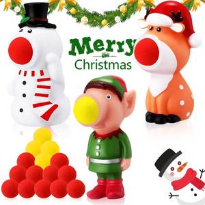 lot 6312 image: Vinsot 3 Christmas Poppers Toy Snowman Santa Claus Reindeer Shoot Ball Toys Foam Ball Shooting Game with 15 Foam for Classroom Reward Stocking Stuffer (Cute)