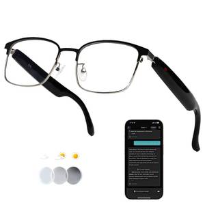 lot 6315 image: MNVOEQ AI Smart Wireless Bluetooth Translation Glasses for MenWomen with SpeakersBluetooth&140 Languages Translation SportsTravelDriveBusniess (G6AIColor Change LensesSilver)
