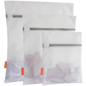 lot 6329 image: Polecasa 3Pcs Extra Durable 125g Diamond Mesh Laundry Bags with Sturdy Zipper, Larger Holes, Variety Sizes for all Your Delicates, Bras, Baby Clothes, Travel Essentials (1 Large, 1 Medium, 1 Small)