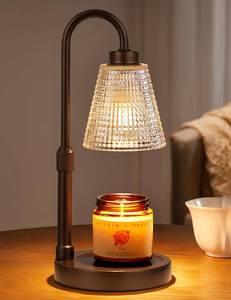 lot 6332 image: Innqoo Brown Candle Warmer Lamp with Timer, Dimmable Candle Warmer for Jar Candles, Height Adjustable Wax Melts Warmer, Birthday Gifts for Women Mom, House Warming Gifts New Home Decor