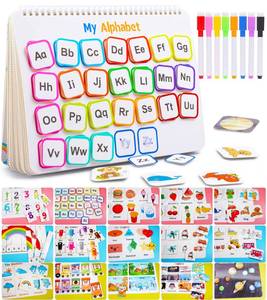 lot 6340 image: Huijing Montessori Preschool Learning Activities Busy Book - Workbook Activity Binder  Toys for Toddlers, Autism Learning Materials and Tracing Coloring Book