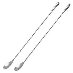 lot 6342 image: Anyongora Bar Spoon Cocktail Spoon for Drink Mixing, 12 Inch Stainless Steel with Spiral Handle & Teardrop End, Professional Mixing Spoons for Bartenders and Tall Glasses, Set of 2