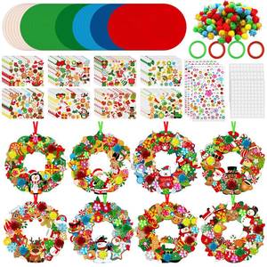 lot 6345 image: Hollowfly 48 Sets Christmas Wreath Craft Kits for DIY Santa Claus Wreath Hanging Ornaments Make Your Own Paper Xmas Craft with Stickers for Christmas Party Favors School Classroom Activities