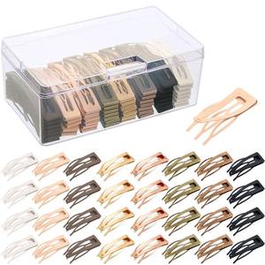 lot 6347 image: A120 Snap Hair Clips - Double Grip Metal Barrettes with Plastic Box, 8 Colors for Womens Hair Styling and Salon Use