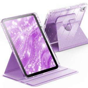 lot 6349 image: INFILAND Case for iPad A16 11-inch 11th Generation, iPad 10th Generation Case 10.9 Inch for Kids, Girls, 360 Rotating Cute Glitter Cover with Crystal Clear Back, Pencil Holder (Light Purple)