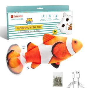 lot 6351 image: Potaroma Cat Toys Flopping Fish with SilverVine and Catnip, Moving Kitten Kicker, Floppy Wiggle Clownfish for Small Dogs, Motion Kitty Interactive Exercise, 10.5 Inches