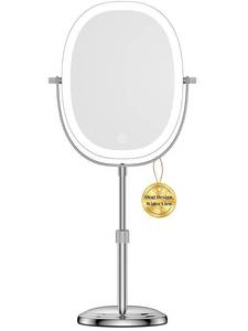 lot 7477 image: DeLanges 9�� Makeup Mirror with Lights, 7X Magnification, Height Adjustable Vanity Mirror, Rechargeable 3 Color Lighting Mode, 360° Swivel Double Sided Magnifying Mirror, Chrome, Gift for Women