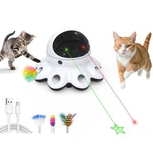 lot 7479 image: ORSDA Cat Laser Toy, 2-in-1 Interactive Automatic Motion Activated Moving 8 Holes Whack A Mole Feather, USB Rechargeable Electronic Smart Sensor Kitten Toys for Indoor Exercise