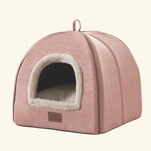 lot 7480 image: Cat Bed for Indoor Cats - Cat House Cats Tent with Removable Washable Cushioned Pillow, Soft and Self Kitten beds,for Small and Medium Pet Bed, Pink