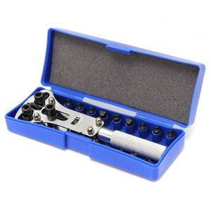 lot 8280 image: Hovico Watch Repair Tool Kit, 3 Point Wrench Screw Case Remover Tool, Adjustable Watch Back Case Opener, Battery Replacement and Movement Holder, Heavy Duty Stainless Steel