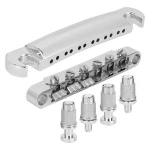 lot 8282 image: Electric Guitar Bridge, Standard 12 String Size Guitar Bridge Full Set Bridge Tail Stud Zinc Alloy Silver Guitar Parts Accessories Performance Accessory