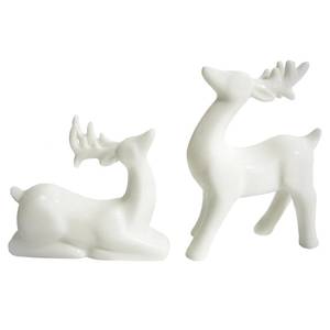 lot 8284 image: Bahacrky Ceramic Christmas Reindeer Figurines 2 Pcs White Reindeer Christmas Decor for Table Mantel Fireplace Shelf Home Indoor Decoration