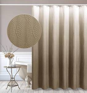 lot 8285 image: Gibelle Ombre Brown Shower Curtain for Bathroom, 3D Embossed Textured Fabric Shower Curtain, Modern Farmhouse Chic Soft Cloth Shower Curtain Set with Hooks, 72x72
