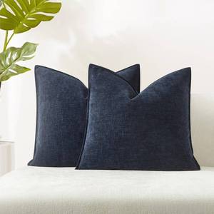 lot 8287 image: JUSPURBET 16x16 Decorative Pillow Covers Set of 2 Throw Pillow Covers for Couch Sofa Bed Cozy Chenille Cushion Covers Cases with Hidden Zipper for Living Room Home Decor,Navy Blue