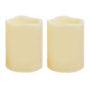 lot 8288 image: 2 PCS 3 x4 Waterproof Outdoor Battery Operated Flameless LED Pillar Candles with Timer Flickering Plastic Resin Electric Decorative Light for Lantern Patio Garden Home Decor Party Wedding Decoration