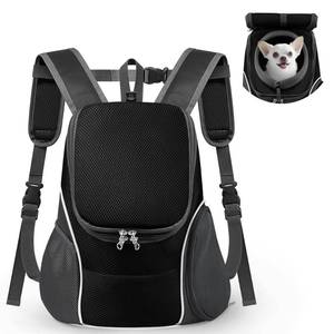 lot 8302 image: WOYYHO Pet Dog Carrier Backpack with Top and Side Windows, Small Dog Front Backpack Ventilated Dog Back Pack with Safety Belt for Travel Hiking Outdoor Adventures (Size M 5-9 lbs, Black 2.0)