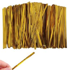 lot 8312 image: Twist Ties for Bags Bread Bag Garden Tie 4 inches 1600 Pcs Candy Coffee Bags Flower Ties (1600, Gold) 6pk