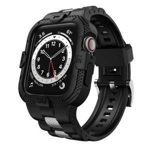 lot 8333 image: GELISHI Bands Compatible for Apple Watch Band 45mm 44mm 42mm, Men Sport Rugged Band with Protective Case for Watch Series 9 8 7Series 6 SE 5 4 3, Black