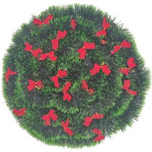 lot 8348 image: 3Pcs x 8.2ft (Total24.6ft) Christmas Tinsel Garlands with 24 Pcs Red Bows for Indoor and Outdoor Holiday Mardi Gras Xmas and Other Festivities Party Supply (Green)