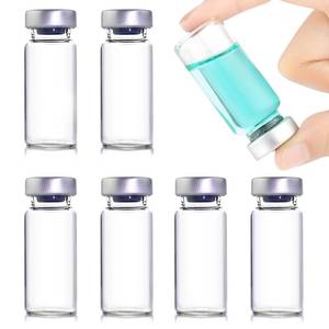 lot 8352 image: 10 Pack 10ml Sealed Sample Vials, Transparent Glass Vials with Self Healing Injection Port