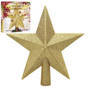 lot 8365 image: Aneco Gold Glitter Mini Christmas Tree Topper Shatter-Proof 6 Inch Christmas Tree Decoration Treetop for Holiday Ornament or Home Decor