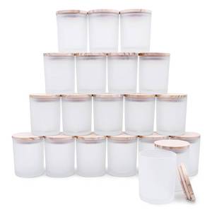 lot 9162 image: SHOWIN Thick Candle Jars for Making Candles 20 Pcs, 7 OZ Empty Jars with Wood Lids for Candle Making, Sample Container, Frosted White