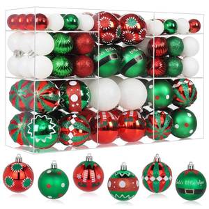 lot 9165 image: 100PCS Elf Christmas Ornaments Sets, Red Green White Hanging Ornaments Balls for Christmas Tree Shatterproof Elves Theme Xmas Decorations for Holiday Party Decor (Red & Green & White)