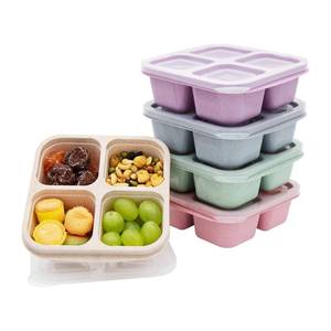 lot 9169 image: rngwaper 5 Pack Bento Lunch Box��4 Compartment Snack Containers��Divided Bento Snack Box��Meal Prep, Lunch Box KidsToddleAdults,Food Storage Containers for School, Work and Travel (Multicolor-1)