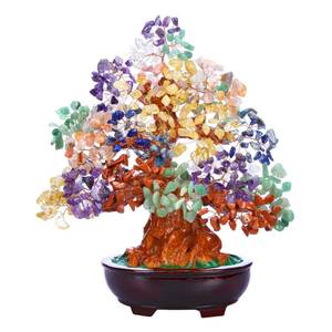 lot 11074 image: Top Plaza 7 Chakra Healing Crystal Tree 10 Inch Stone Bonsai Tree Feng Shui Good Luck Wealth Money Trees Decor Business Gift for Office Home Living Room