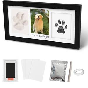 lot 11078 image: Cyanslen Paw Print Frame Kit, CatDog Paw Print Kit, Dog Nose Print Kit, Soft Pawprint Clay&Clean Touch Ink Pad,Pet Paw Print Impression Kit with Customization Tool,Wooden Pet Memorial Frame, Black