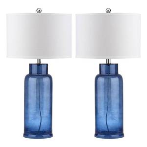 lot 11085 image: SAFAVIEH 29 in. H Sea Glass Bottle Table Lamp  Blue  Set of 2