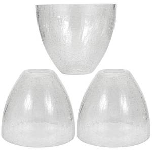 lot 11093 image: GoldSwift 3 Pack Clear Crackle Bell Shade Glass Lamp Shade Replacement, 5.9W x 5H, 1-58 Inch Fitter, Crackle Effect Glass Globe Cover for Chandelier Pendant Light Wall Sconce Lighting Fixture