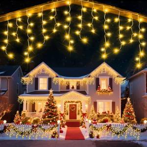 lot 11097 image: JDGJYDS 66 Ft Ice Lights for Outside, 640 LED Christmas Lights Outdoor Plug in, Christmas String Lights with 8 Modes & Timer for Holiday, Party, Wedding, House, Patio, Outdoor Decorations
