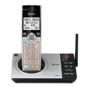 lot 11098 image: AT&T DECT 6.0 Expandable Cordless Phone with Answering System, SilverBlack with 1 Handset (CL82107)