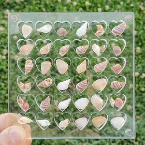 lot 12375 image: Fufenzhen Seashell Display Box, 32 Grids Acrylic Magnetic Seashell Display Collecting Box, Transparent Seashell Storage Cases for Shell, Bead, Jewelry (M-32 Cells, Heart) 5 pack