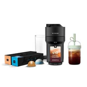 lot 13454 image: Nespresso Vertuo Pop Coffee and Espresso Maker Iced Coffee Bundle by DeLonghi
