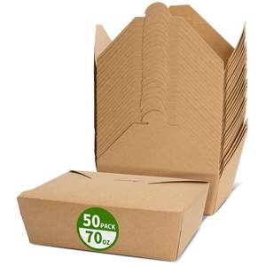 lot 13493 image: AICHEF 50 Pack 70 oz Large Take Out Food Containers - Heavy Duty Microwavable Kraft Brown Paper To Go Box #3 - Grease Resist Paper Lunch Box Cardboard Take Out Box for Restaurant, Household, Party